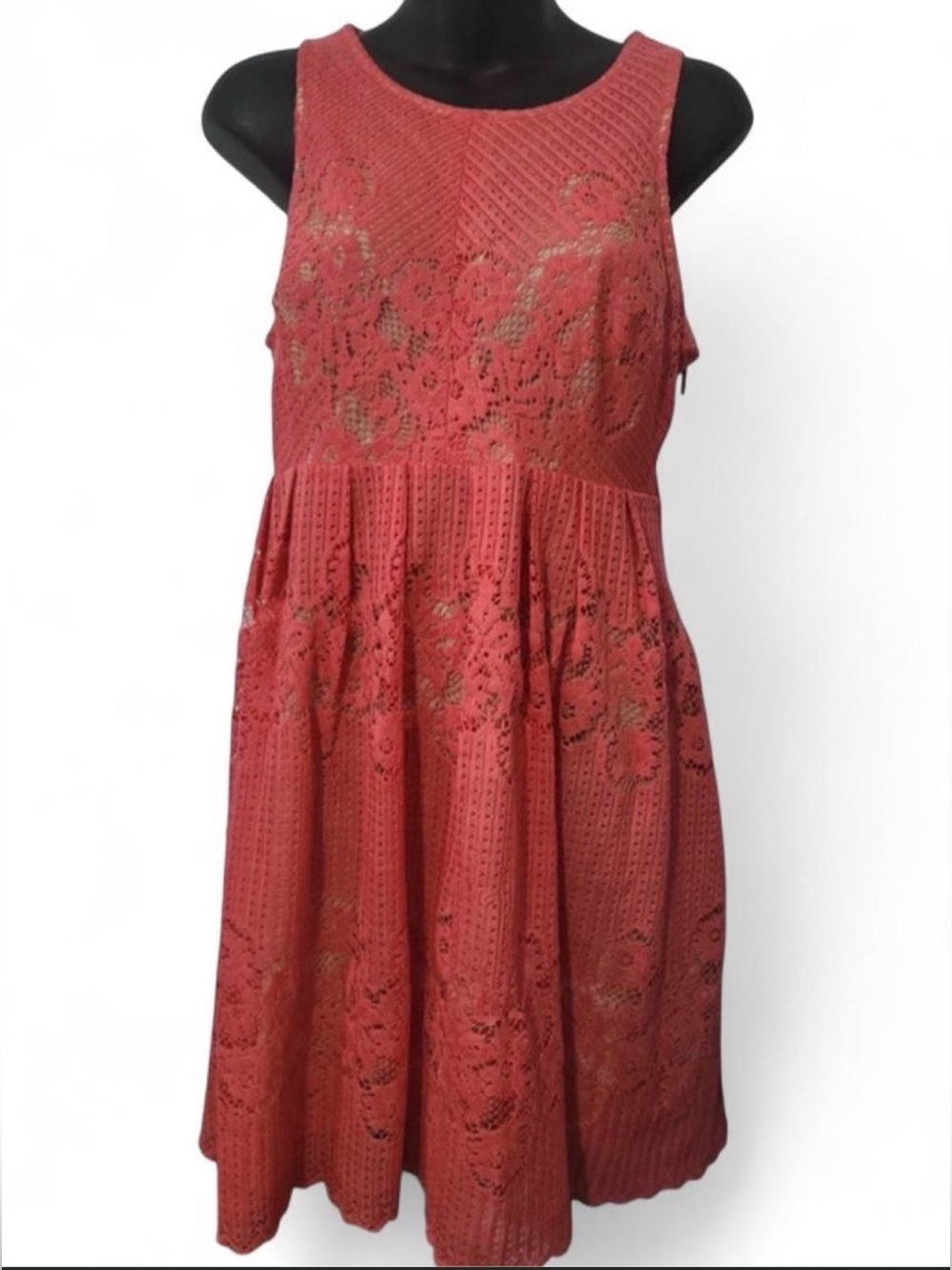 Free People Coral Lace Knit Sleeveless Sundress